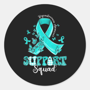 Ondersteuningsteam Turkoois Lint Vlinder Dysautono Ronde Sticker