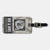 Onderstreept Floral Mr. en Mrs. Persoonlijke foto Bagagelabel (Voorkant horizontaal)