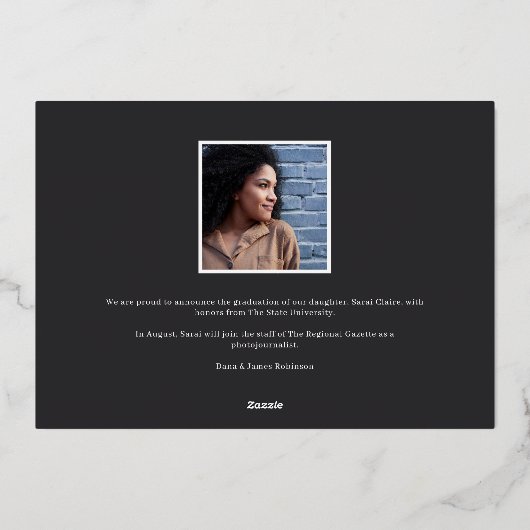 Onderstreept Folie | Aankondiging foto-Afstuderen (Achterkant)