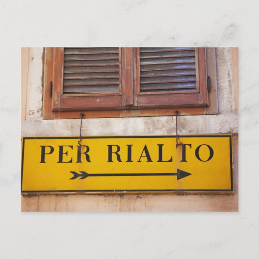 Onderteken dat de weg wijst naar de Rialto Bridge, Briefkaart (Voorkant)