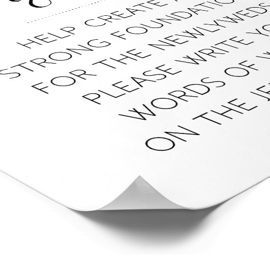 Onderteken een Jenga Piece Weddenschap Boek Poster (Hoek)