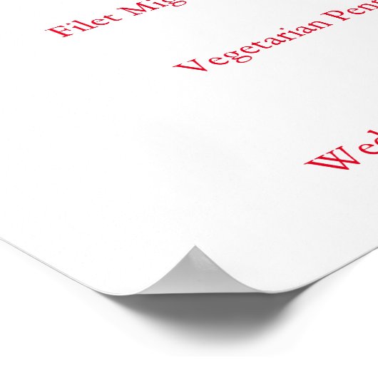 Onderteken Elegant Red Calligraphy Wedding Menu Poster (Hoek)