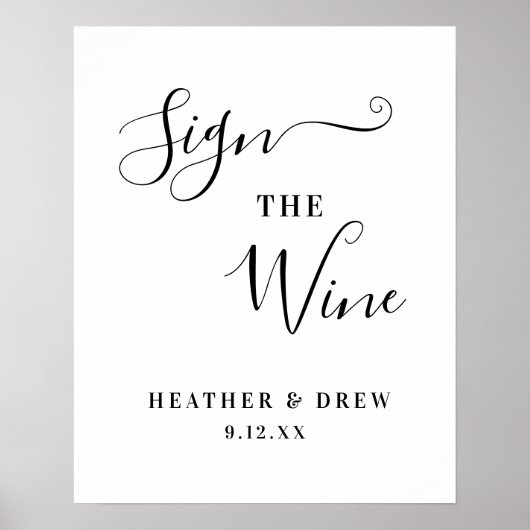 Onderteken het Wine Milestone Guestbook Wedding Br Poster (Voorkant)