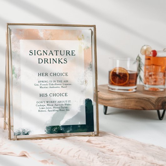 Onderteken kleurrijke Abstracte handtekening Drink Poster