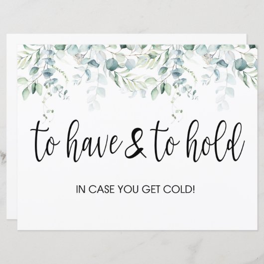 Onderteken laten en houden - Eucalyptusbruiloft (Voorkant / Achterkant)