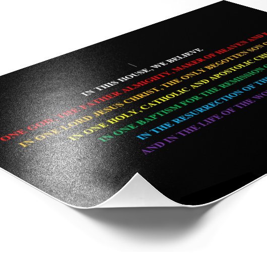 Onderteken met afgekorte Nicene Creed. Foto Afdruk (Hoek)