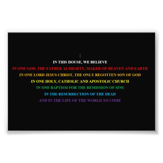 Onderteken met afgekorte Nicene Creed. Foto Afdruk (Voorkant)