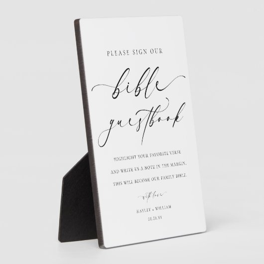 Onderteken ons bijbel bruiloft gastenboek fotoplaat (Zijkant)