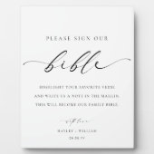 Onderteken ons bijbel bruiloft gastenboek fotoplaat (Voorkant)