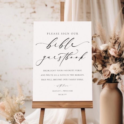 Onderteken ons bijbel bruiloft gastenboek poster