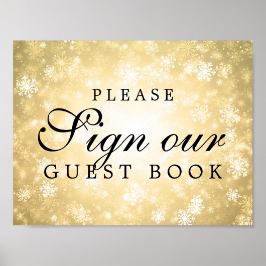 Onderteken ons bruiloft Guestbook Winter Wonderlan Poster (Voorkant)