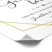 Onderteken ons Gastboek trouwdouche groen goud Poster (Hoek)