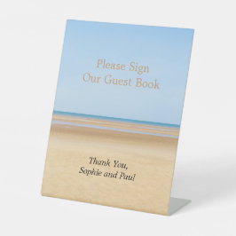 Onderteken ons gastenboek Beach Weddenschap voetst Reclamebord Met Voetstuk