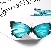 Onderteken ons gastenboek. Blauwe waterverf vlinde Poster (Hoek)