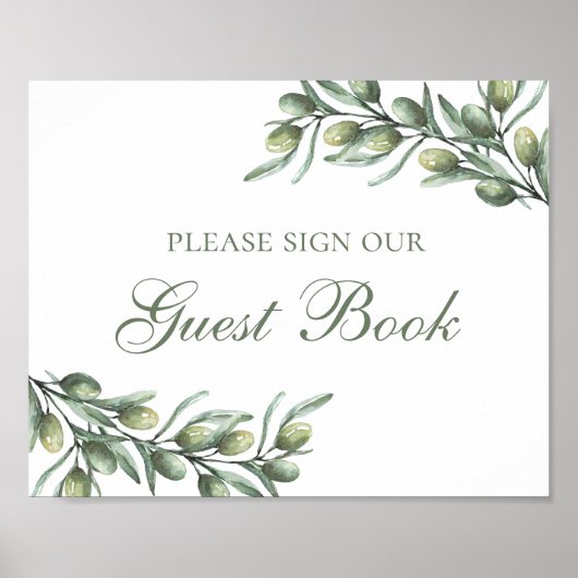 Onderteken ons gastenboek. Olijven. Italiaanse bru Poster (Voorkant)