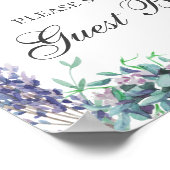 Onderteken ons gastenboek. Paarse bloem. Floral br Poster (Hoek)