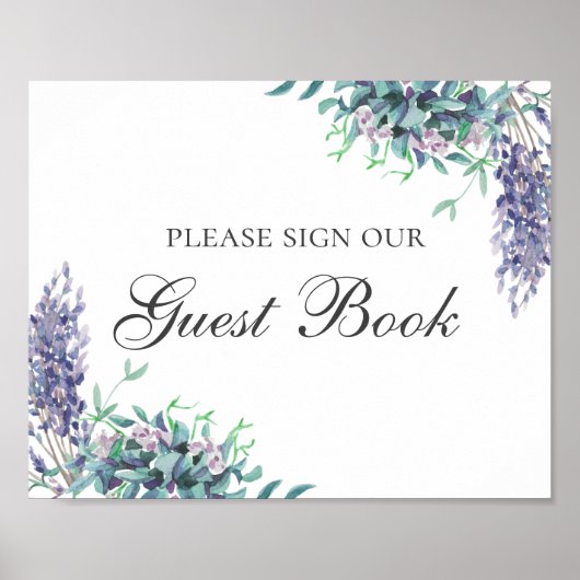 Onderteken ons gastenboek. Paarse bloem. Floral br Poster (Voorkant)