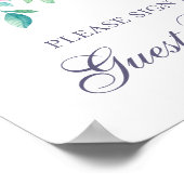 Onderteken ons gastenboek. Paarse en roze bloemen Poster (Hoek)