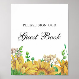 Onderteken ons gastenboek. Rustic Flowers. Zonnebl Poster
