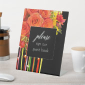 Onderteken ons Guest-boekje - kleurrijk boho Plaqu Reclamebord Met Voetstuk (Insitu)