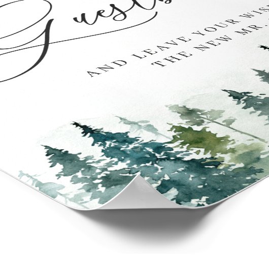 Onderteken ons Guestbook Winter Forest Pine Trees Poster (Hoek)