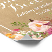 Onderteken ons trouwboek - Floral Kraft Poster (Hoek)
