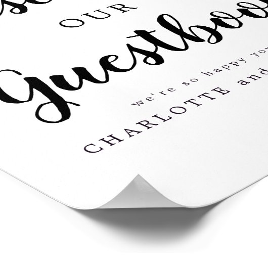 Onderteken onze bruiloft-gids 8x10 poster (Hoek)