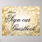 Onderteken onze bruiloft-gids Gold Bokeh-lichten Poster (Voorkant)