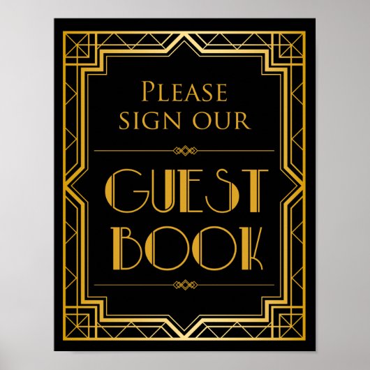 Onderteken onze bruiloft voor Guestbook | Gatsby A Poster (Voorkant)