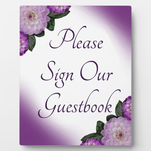 Onderteken onze gastboek Dahlia Paarse Lavender Fl Fotoplaat (Voorkant)