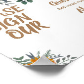Onderteken onze Gastboekbruiloft Zonnebloemen Gree Poster (Hoek)