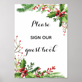 Onderteken onze gastenboek bruiloft botanica water poster