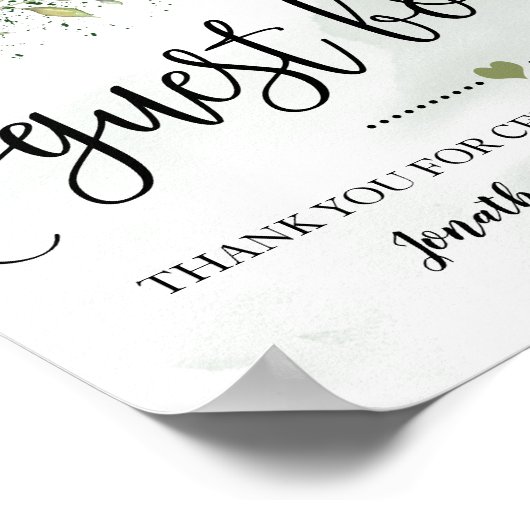 Onderteken onze Gastenbordbruiloft eucalyptus succ Poster (Hoek)