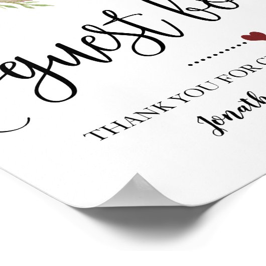 Onderteken onze Gastenbordbruiloft, marsala floral Poster (Hoek)