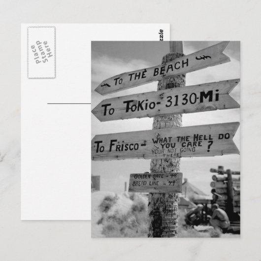 Onderteken op Tarawa illustreert het Afbeelding Ma Briefkaart (Voorkant / Achterkant)