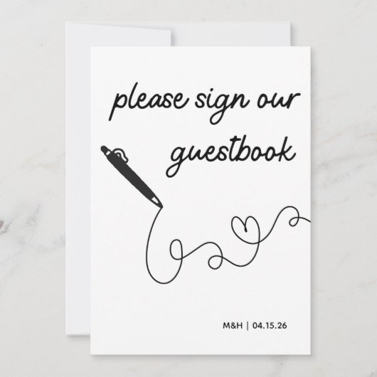 Onderteken uw gastenboek Moderne minimalistische b (Voorkant)