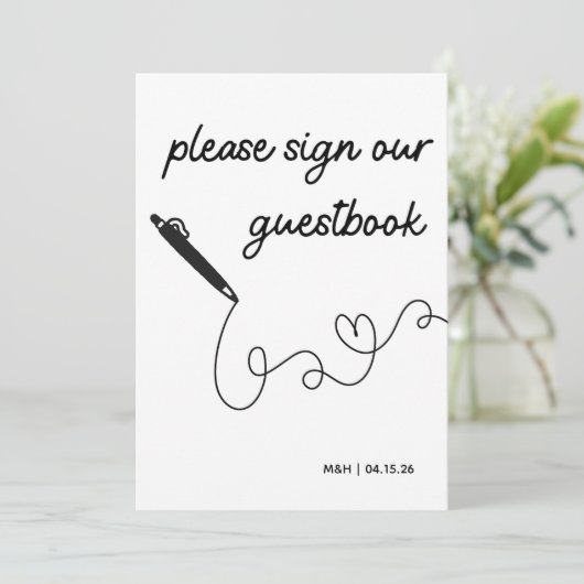 Onderteken uw gastenboek Moderne minimalistische b (Staand voorkant)