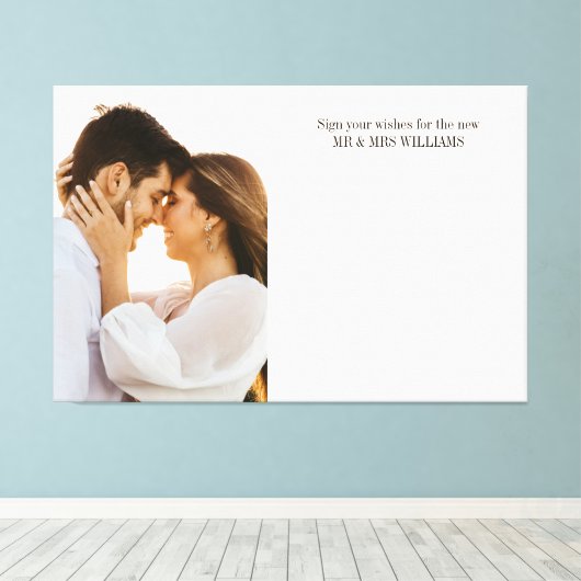 Onderteken uw wensen Foto Bruiloft Gastenboek Canvas Afdruk (Insitu (Houten vloer))