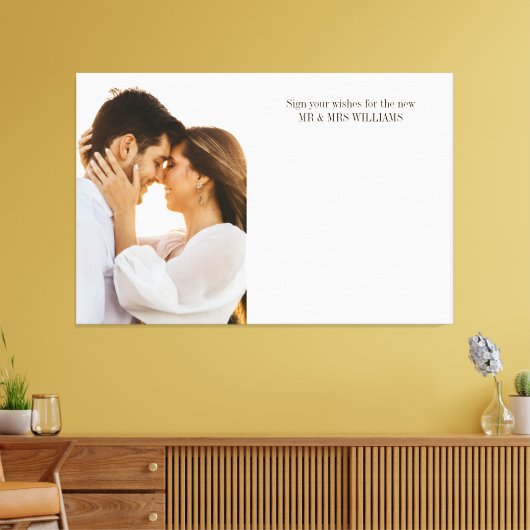 Onderteken uw wensen Foto Bruiloft Gastenboek Canvas Afdruk (Insitu (Woonkamer))