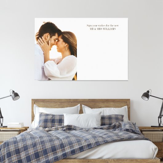 Onderteken uw wensen Foto Bruiloft Gastenboek Canvas Afdruk (Insitu (Slaapkamer))