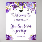 Onderteken van de ultraviolette Paarse Floral Grad Poster (Voorkant)