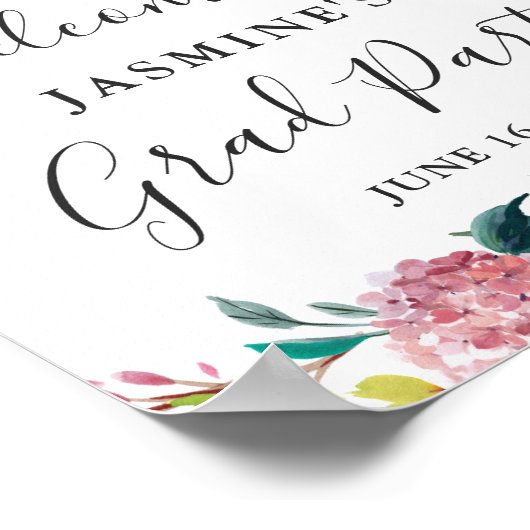 Onderteken van Elegant Chic Pastel Floral Gradual  Poster (Hoek)