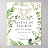 Onderteken van Elephant Baby shower Sanitizing Sta Poster (Voorkant)
