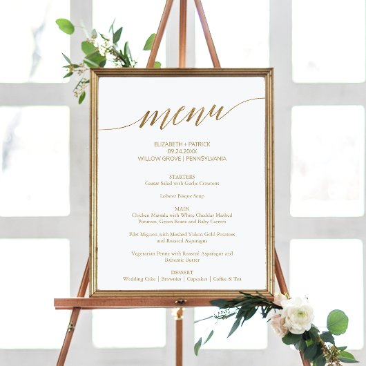 Onderteken van het Elegant Gold Calligraphy Weddin Poster