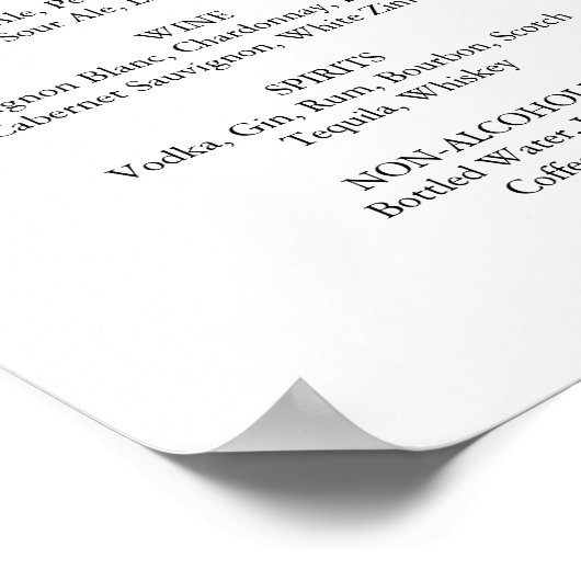 Onderteken van het menu Menu Elegant Black Calligr Poster (Hoek)