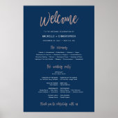 Onderteken van het Navy Blue & Roos Gold Glam Wedd Poster (Voorkant)