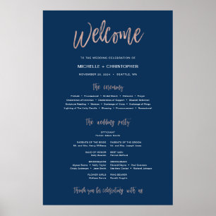 Onderteken van het Navy Blue & Roos Gold Glam Wedd Poster