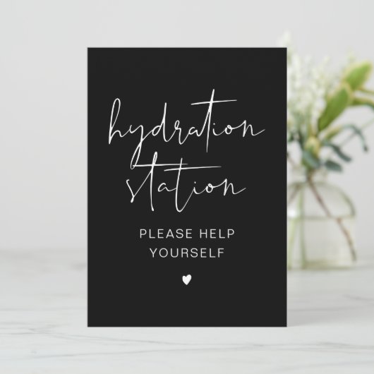 Onderteken van JOVI Black Modern Minimal Hydration Kaart (Staand voorkant)