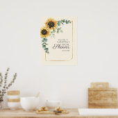 Onderteken voor Eucalyptusscript voor zonnebloemen Poster (Keuken)