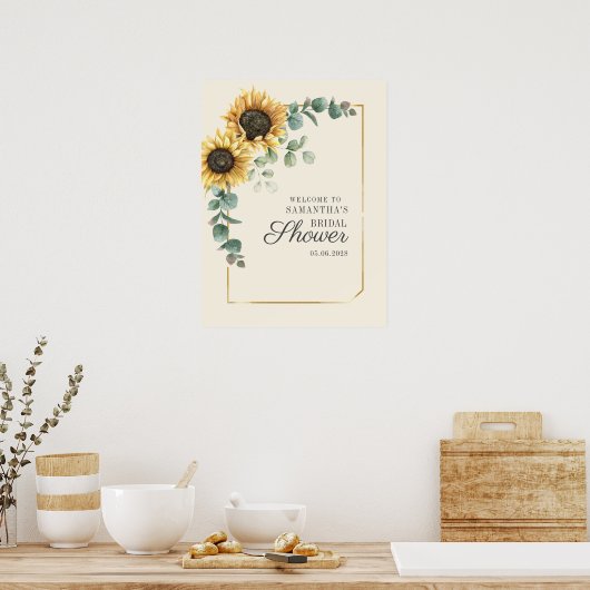 Onderteken voor Eucalyptusscript voor zonnebloemen Poster (Keuken)